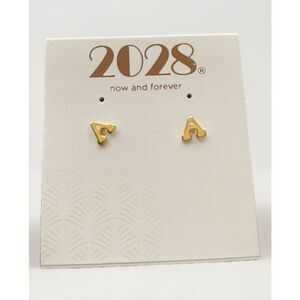 2028 Womens 14K Gold Dipped Initial A Button Earrings‎ 0.25 In New With Tags